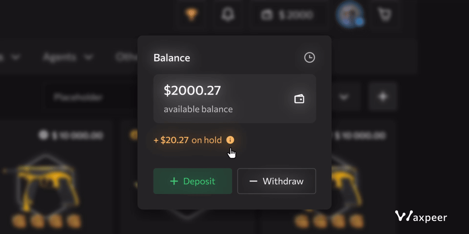 Waxpeer Balance Window